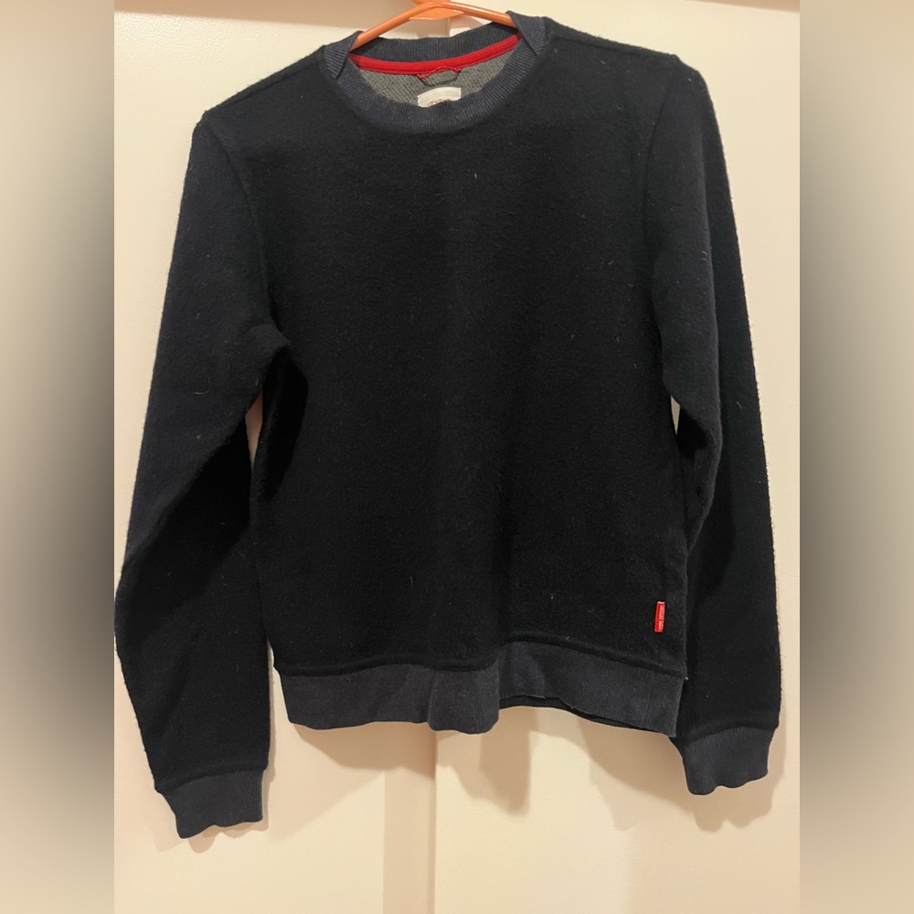 Women’s Global Wool Sweater Topo Designs XS Navy Blue Long Sleeve Crew Neck